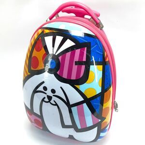 Heys Romero Britto Artist Pink Maltese Dog Small Hardcase Rolling Luggage